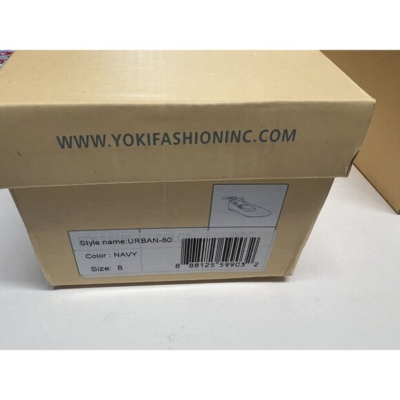 Yoki Urban-80 Velvet Flat Lace Up Shoe~Size 8~Navy Dark Blue Ankle Tie P7 25 - Picture 5 of 7